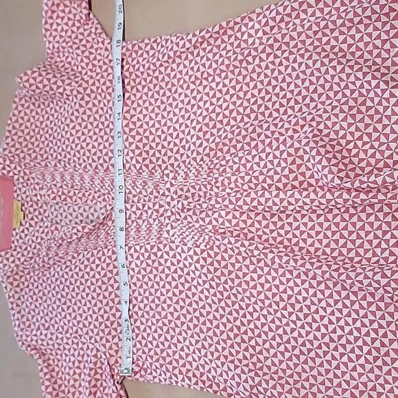 Roberta Roller Rabbit Size XS Brick Red & White Geometric Pattern Blouse - Picture 6 of 13